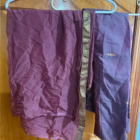 Elegant Brown Maroon and Gold Traditional Pants Kurta Outfit - Picture 3 of 4